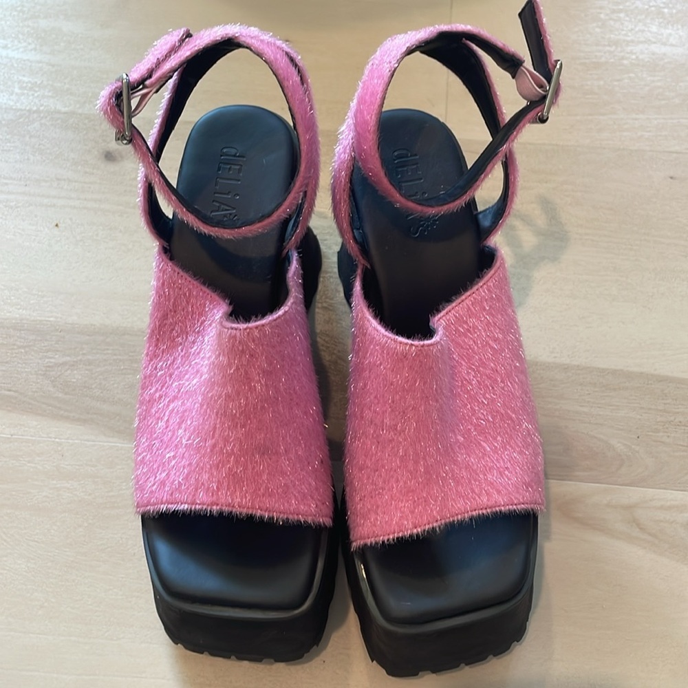 dELiA*s by Dolls Kill Pink bubblegum ahead of the game pink Platform Sandals - Picture 4 of 10